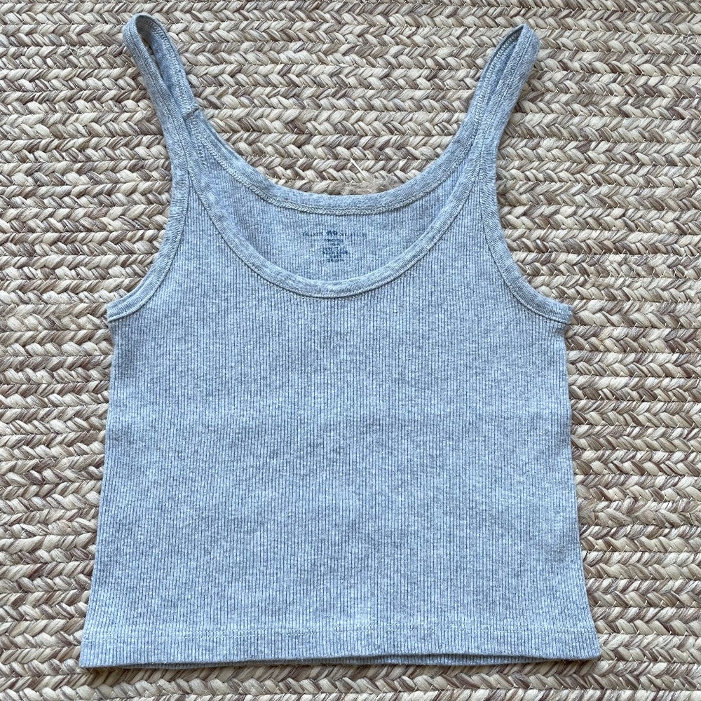 Grey ribbed tank top (Brandy Melville)